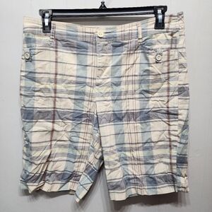 St. John's Bay Bermuda Shorts‎ Size 14 Plaid Multicolor Casual B819